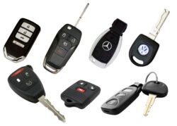 Assorted car keys, fobs, remotes